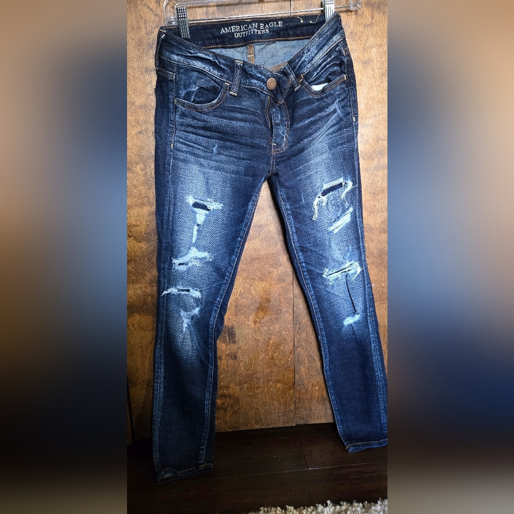 Distressed High Waisted Super Stretch Blue Jeans for Women